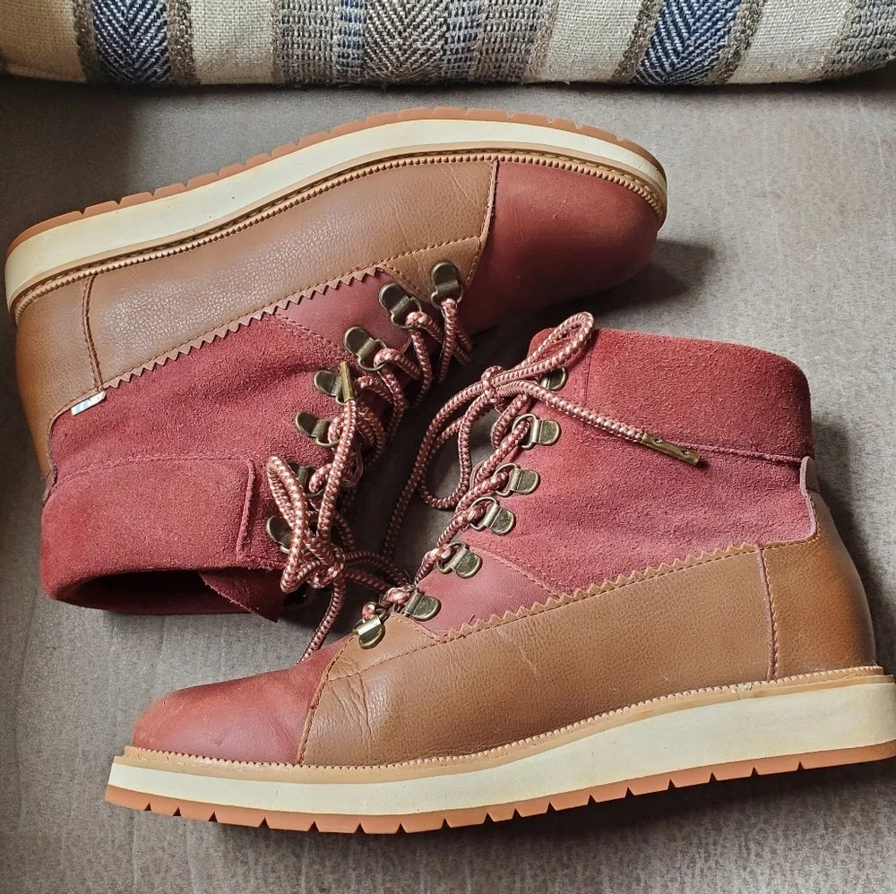 TOMS Womens Mesa Waterproof Leather Boots - Brown Size 8 - Picture 6 of 9